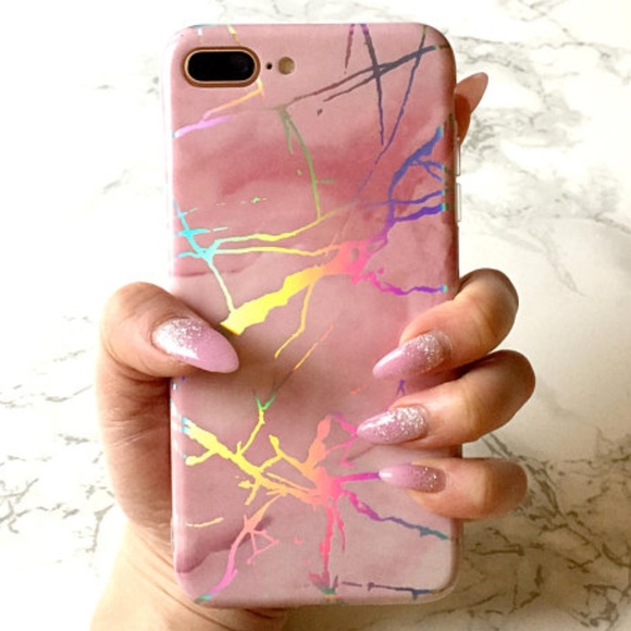 Accessories - iPhone Pink Holo Marble Case